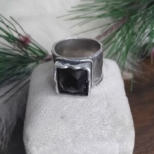 Sterling Silver Ring with Brown/ Black Stone
